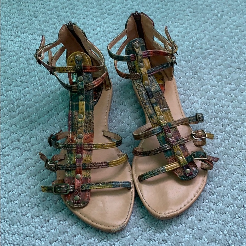 Multicolored gladiator sandals